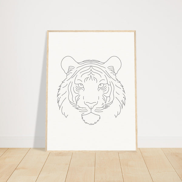 Majestic Lines - The Tiger's Gaze - 60x80 cm 24x32″ Wood frame - Wooden Framed Posters