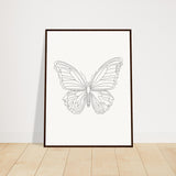 Butterfly Grace - Framed Minimalist Art - 60x80 cm 24x32″ Dark wood frame - Wooden Framed Posters