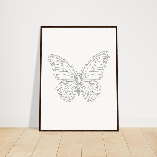 Butterfly Grace - Framed Minimalist Art - 60x80 cm 24x32″ Dark wood frame - Wooden Framed Posters