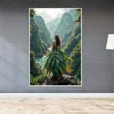 Nature’s Embrace - A Leaf-Clad Muse - 24x36 - Framed Posters