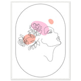 Ethereal Blossom Muse - Framed Line Art Poster - 60x80 cm 24x32″ White frame - Wooden Framed Posters