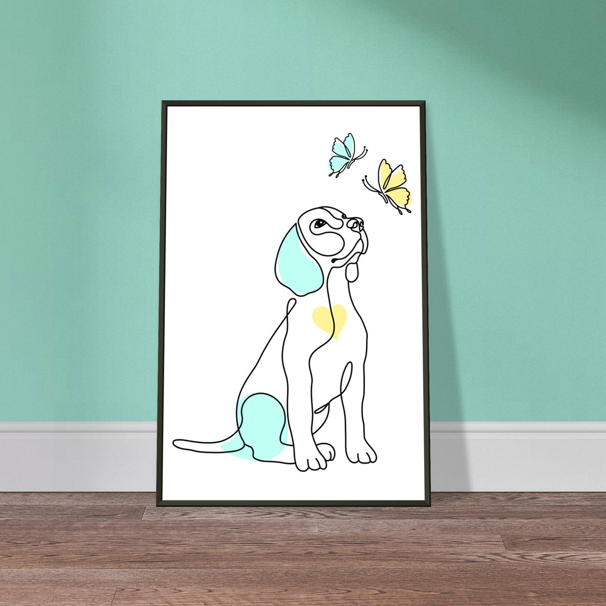 Whimsical Paws - Puppy Line Art with Soft Pastels - - Metal Framed Posters