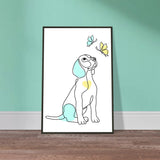 Whimsical Paws - Puppy Line Art with Soft Pastels - - Metal Framed Posters