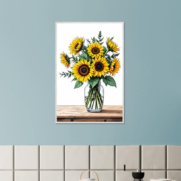 Golden Blooms - Sunflower Bouquet Wall Art - - Framed Posters