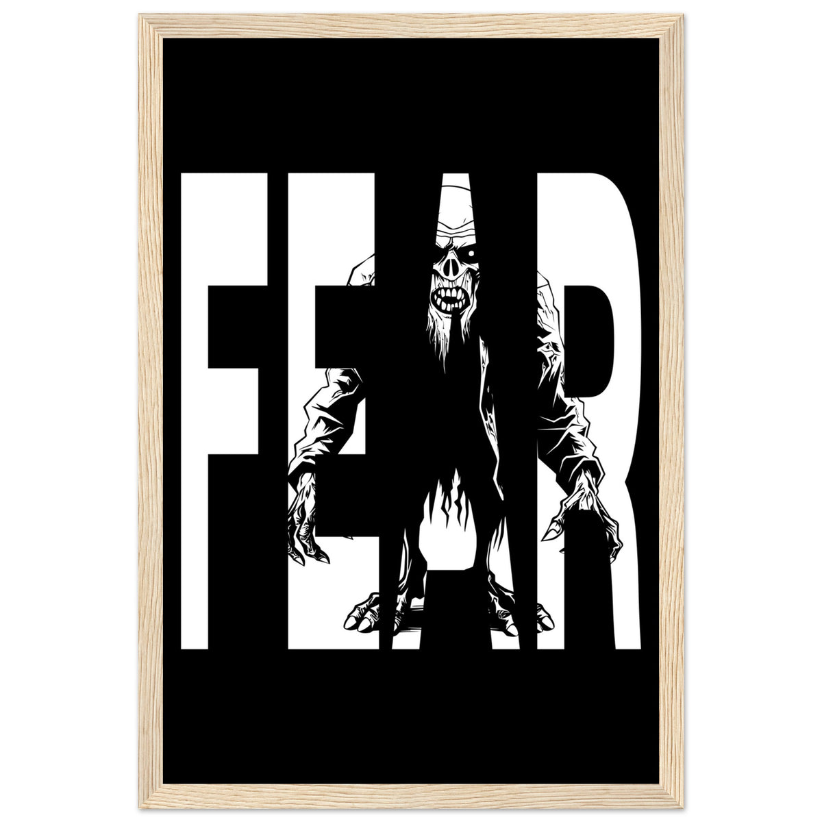 Embrace Fear - Bold Horror Art - 30x45 cm 12x18″ Wood frame - Wooden Framed Posters