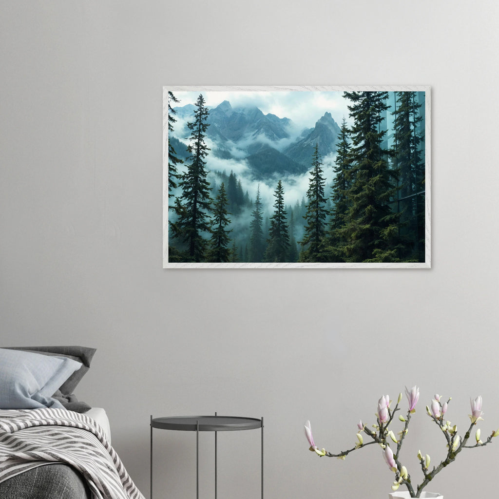Peaceful Pines Framed Poster – A Scenic Gift Idea - - Wooden Framed Posters