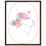 Ethereal Blossom Muse - Framed Line Art Poster - 40x50 cm 16x20″ Dark wood frame - Wooden Framed Posters