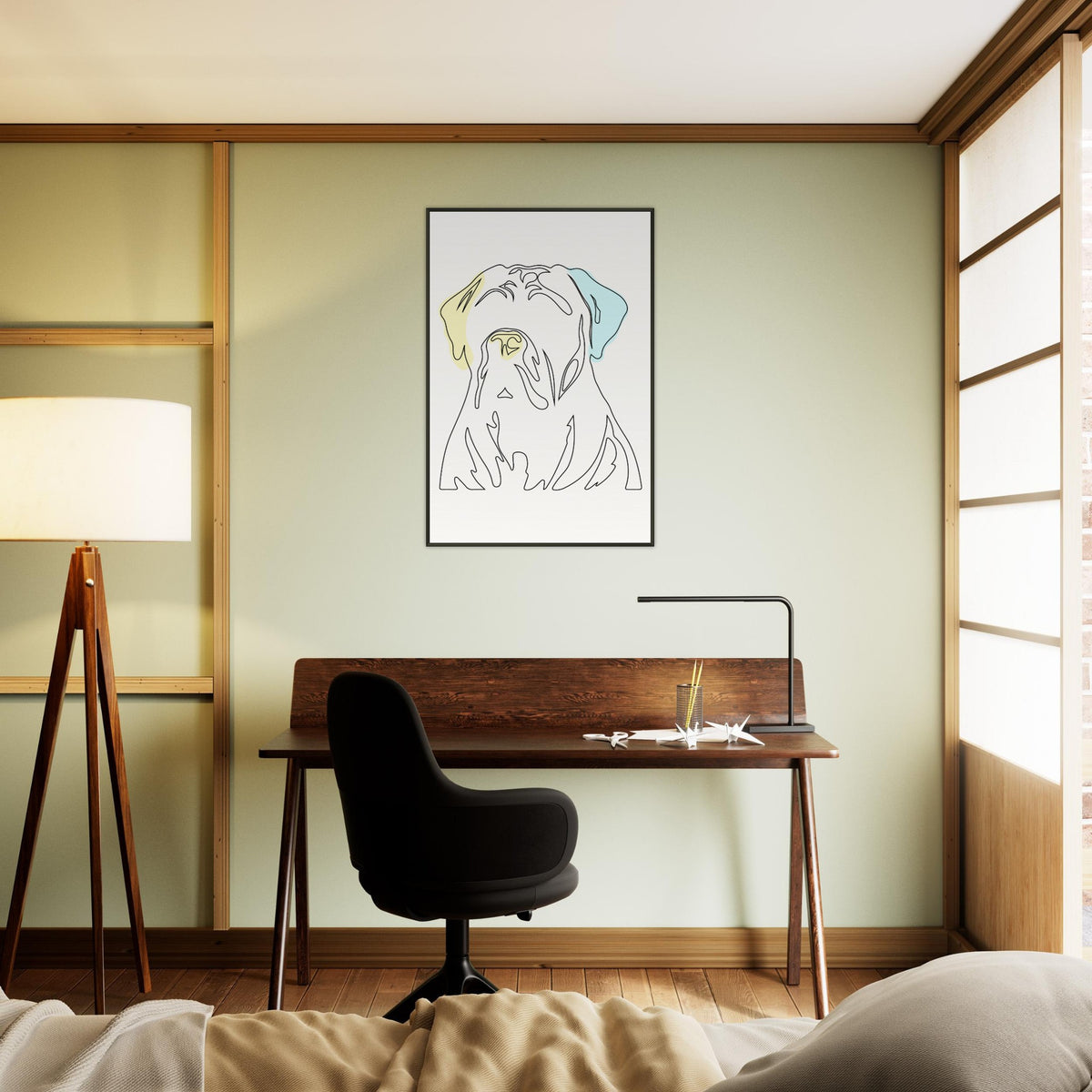 Canine Contour - Minimalist Dog Art - - Metal Framed Posters