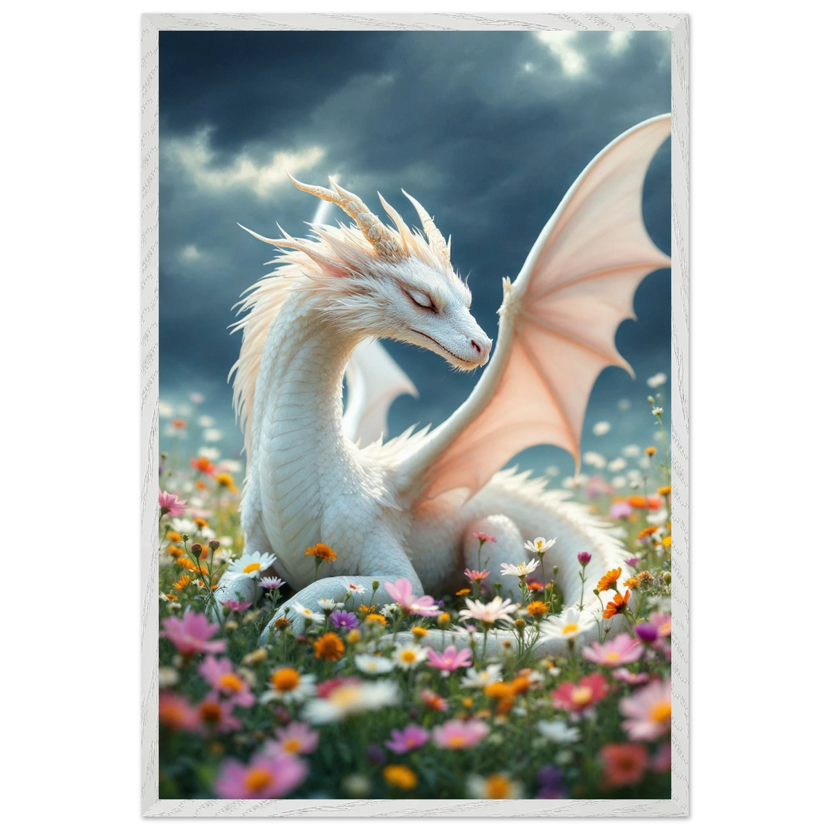 White Dragon Dreams – Metal Framed Art - - Wooden Framed Posters