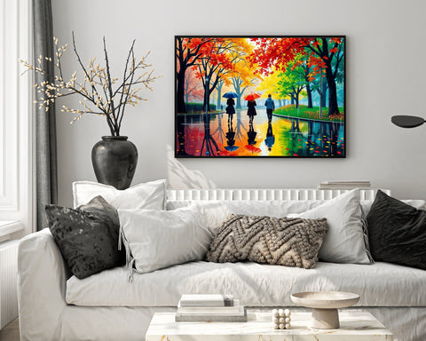 Image of Umbrellas and Autumn Colors