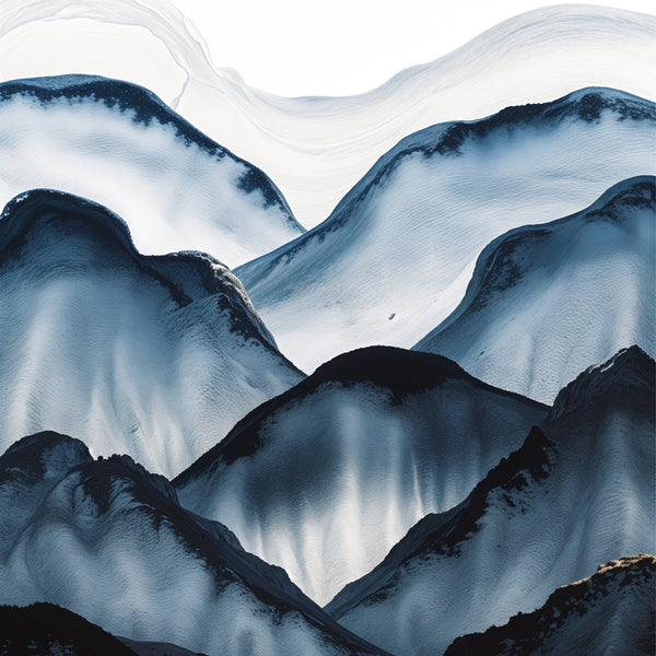 Tranquil Mountains in Blue Hues - - Framed Posters