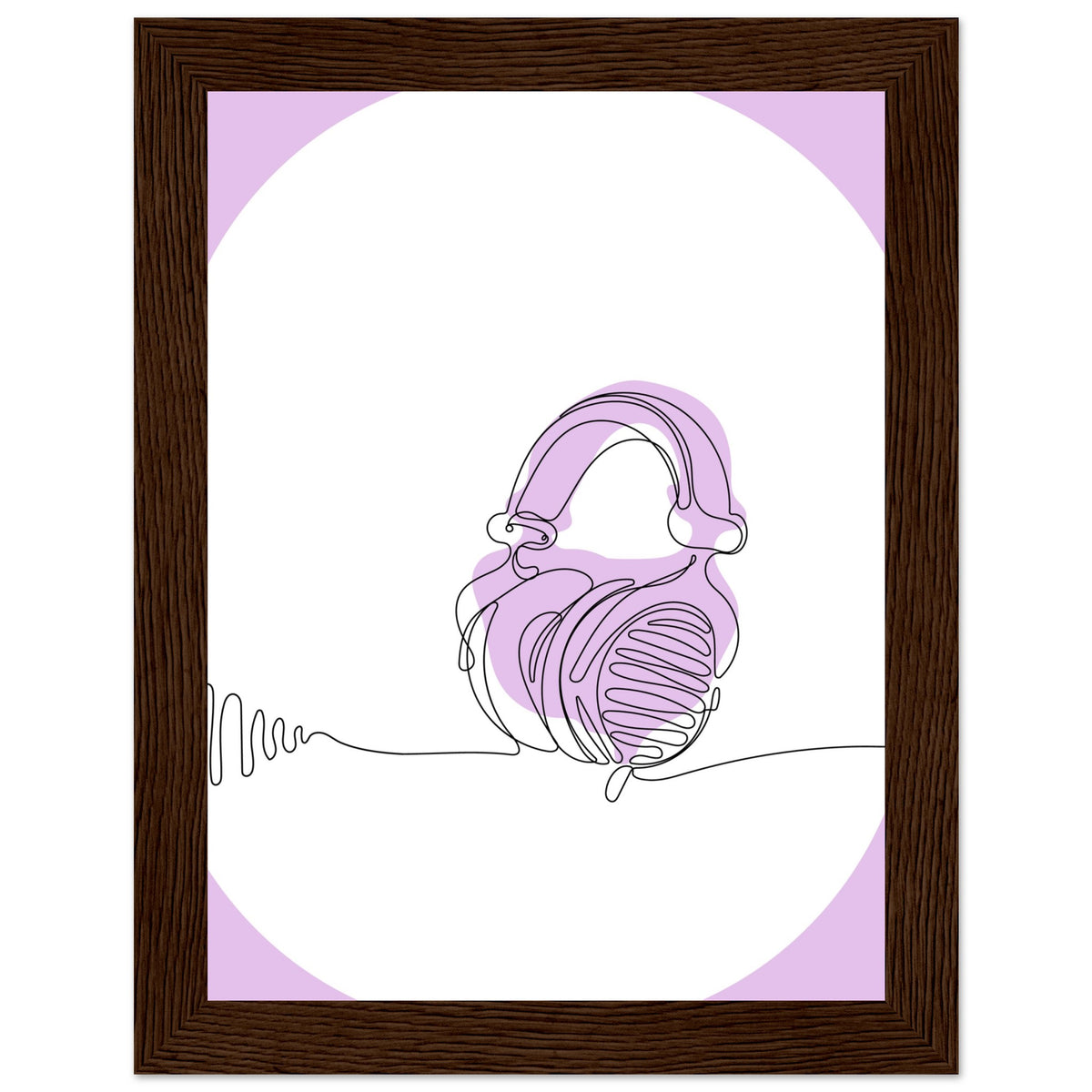 Melodic Moments - Stylish Headphones Print - 15x20 cm 6x8″ Dark wood frame - Framed Prints