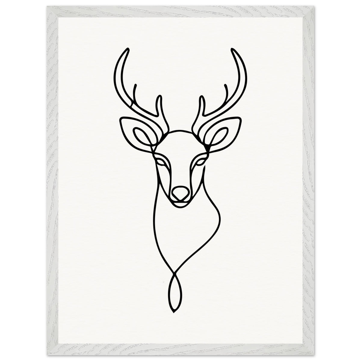 Nature's Outline - Elegant Deer in Wooden Frame - 45x60 cm 18x24″ White frame - Wooden Framed Posters