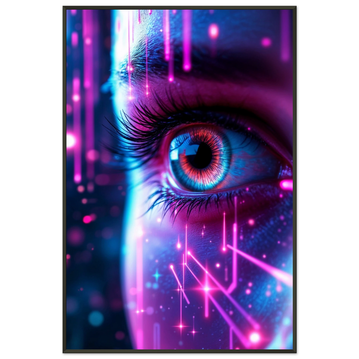 Cyber Gaze - Neon Vision Framed Art - - Metal Framed Posters