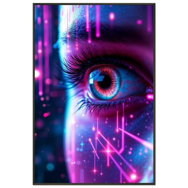 Cyber Gaze - Neon Vision Framed Art - - Metal Framed Posters