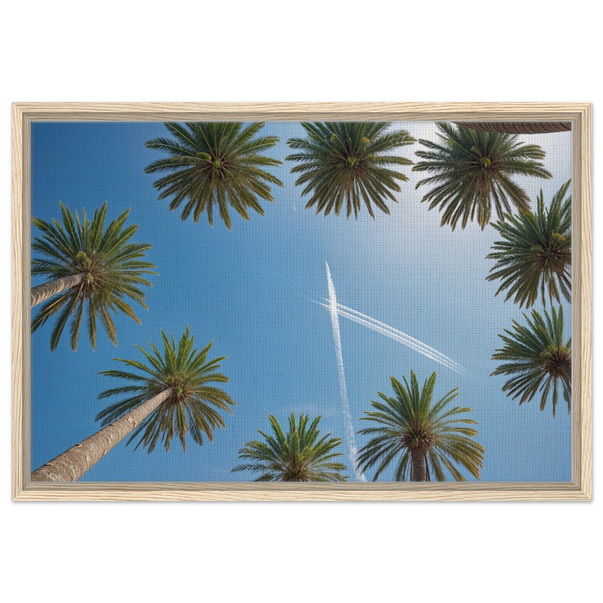 Tropical Breeze - Framed Palm Tree Sky - 60x90 cm 24x36″ - Framed Canvas