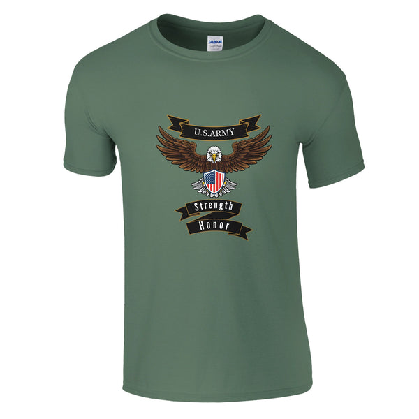 Eagle Emblem - Honor and Strength - Military Green - T-shirts