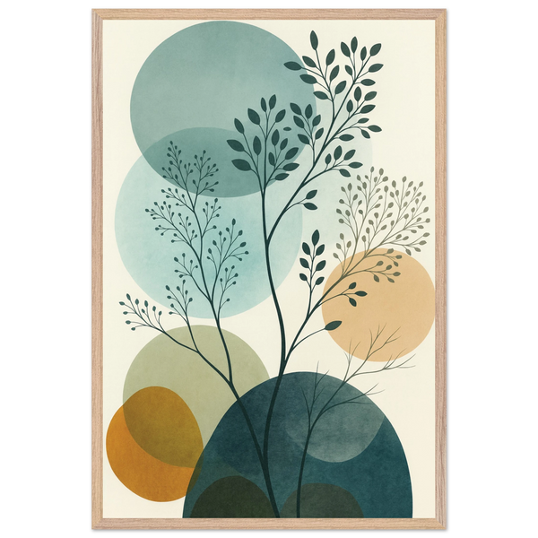 Minimalist Leaf Art Print – Organic Wooden Frame Gift - Wood frame - Wooden Framed Posters