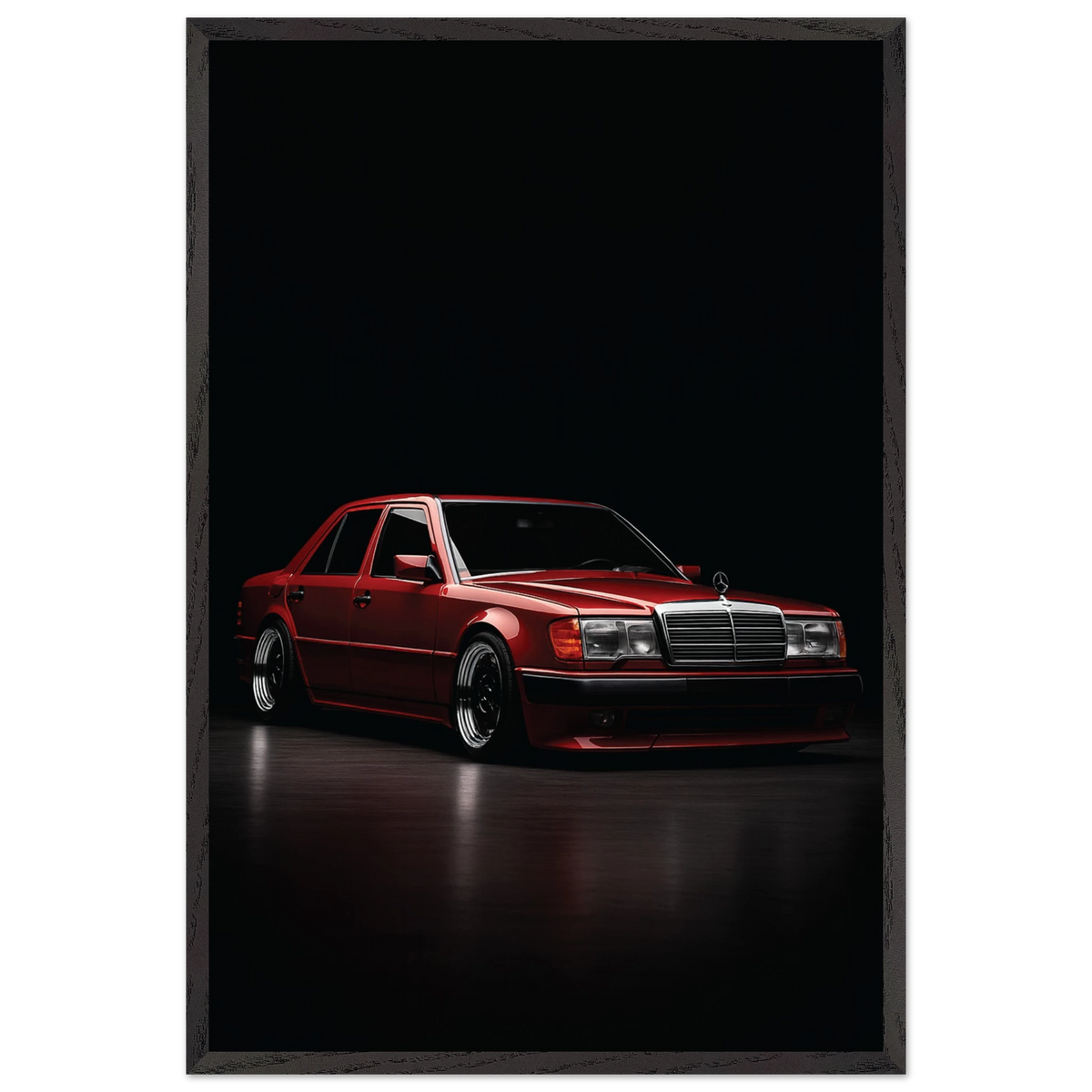 Classic Red Ride – Wooden Framed Poster Gift for Car Lovers - Black frame - Wooden Framed Posters