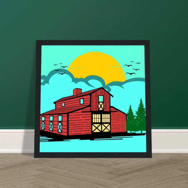 Countryside Sunrise - A Nostalgic Barn Scene - - Wooden Framed Posters