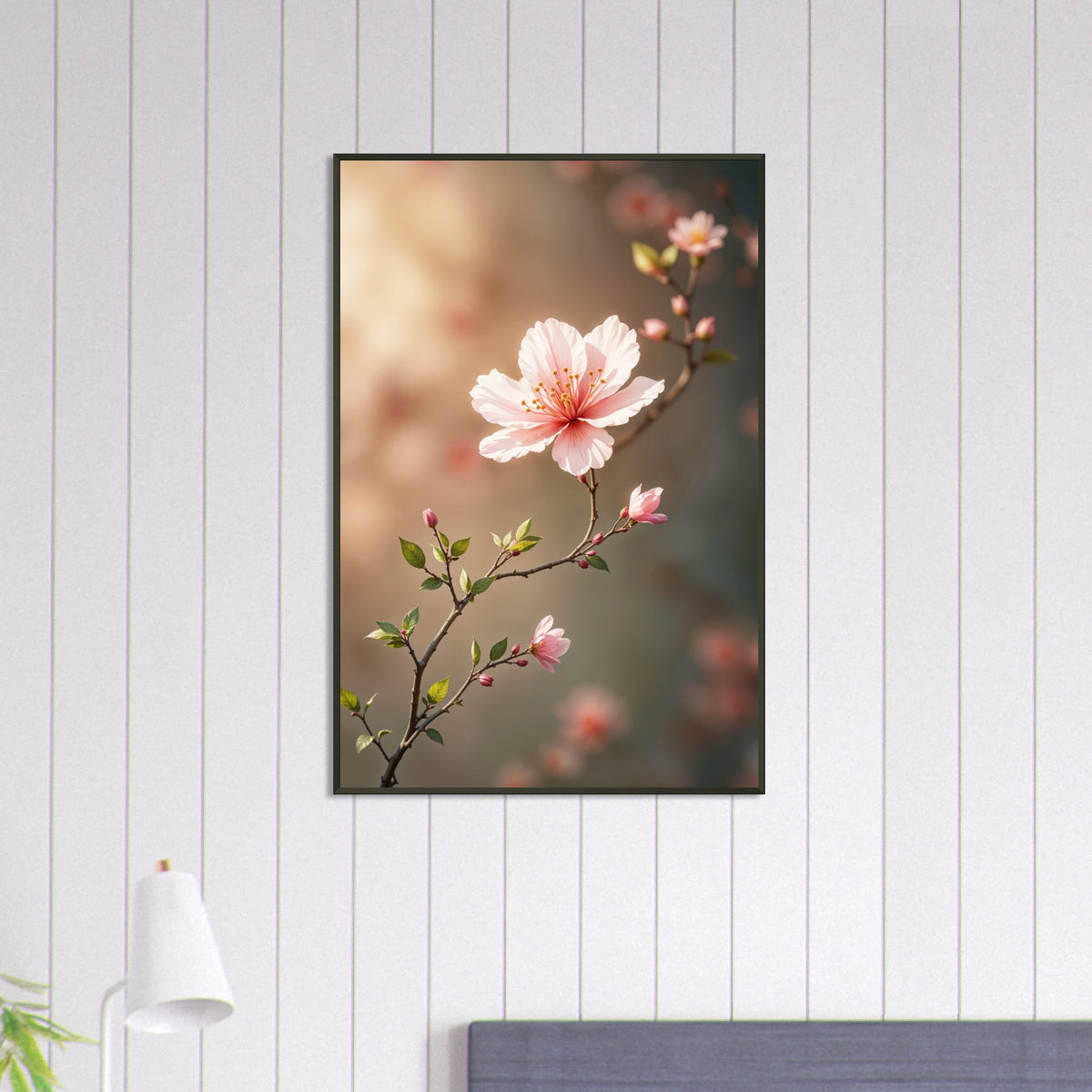Blossom Whisper - Serene Cherry Blossom Framed Art - 60x90 cm 24x36″ - Metal Framed Posters