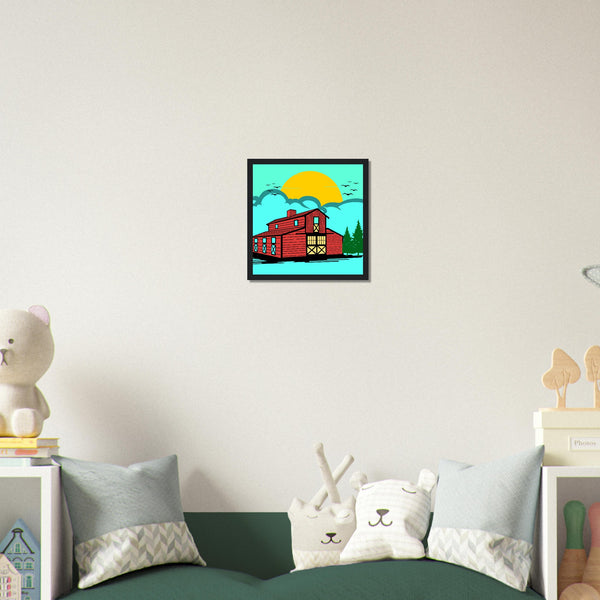 Countryside Sunrise - A Nostalgic Barn Scene - - Wooden Framed Posters