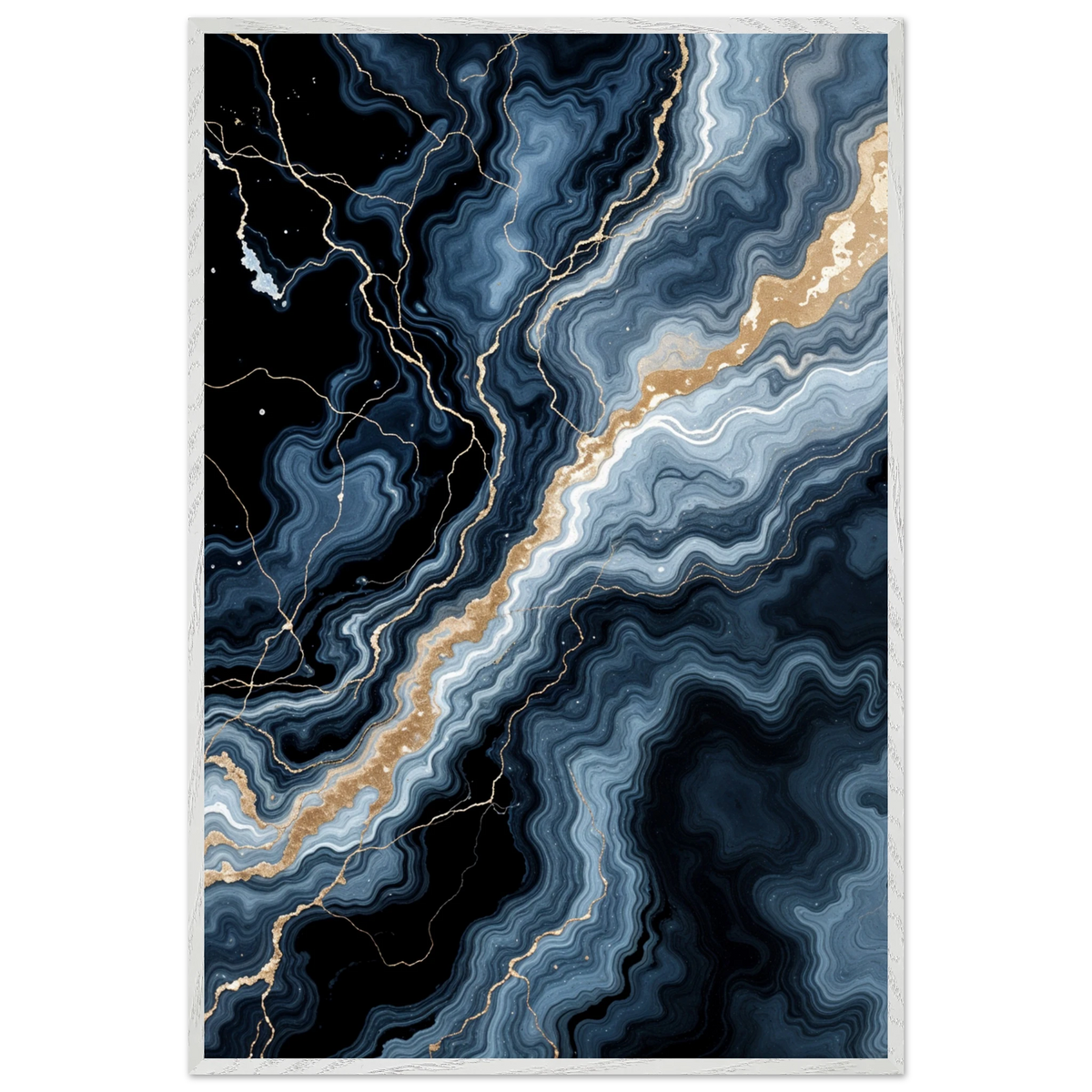 Golden Veins – Modern Framed Poster Gift Idea - - Wooden Framed Posters