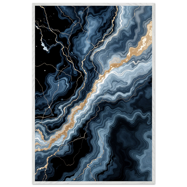 Golden Veins – Modern Framed Poster Gift Idea - - Wooden Framed Posters