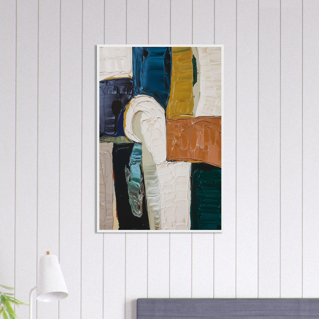 Textured Abstraction - Layers of Earth in Framed Art - White frame 60x90 cm 24x36″ - Wooden Framed Posters