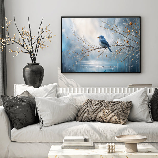 Frozen Reflections and Bluebird - 24x36 - Framed Posters