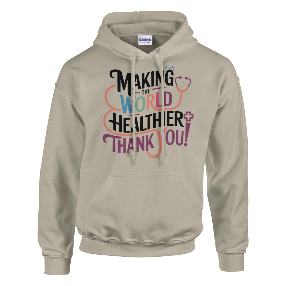 Gratitude in Every Stitch 'World Thank You' - Sand - Hoodies