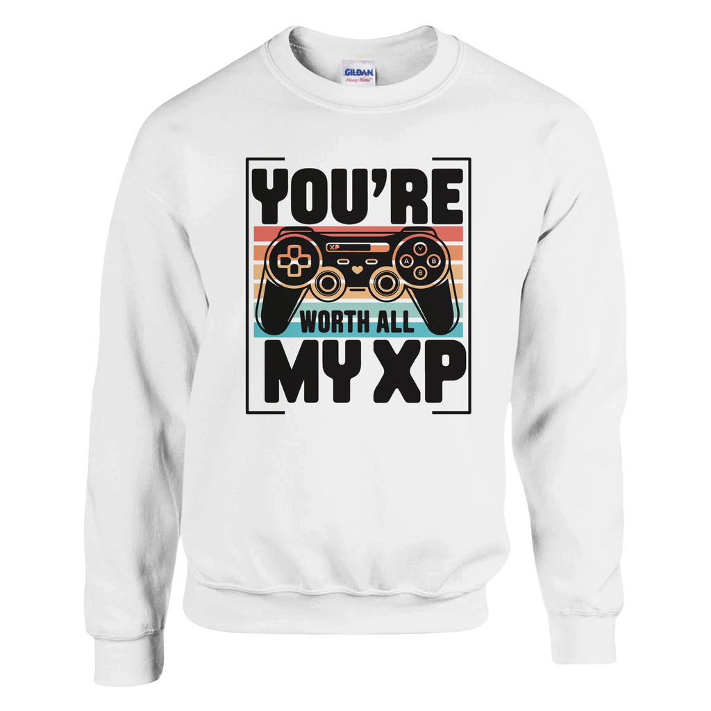 Worth All My XP - Gamer Sweatshirt - White - Hoodies