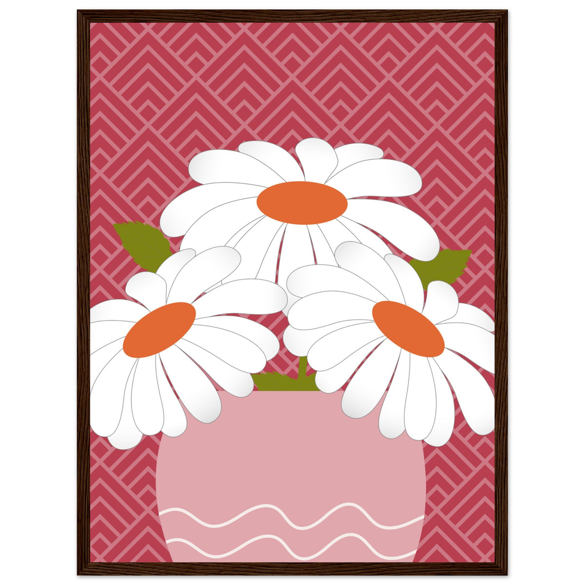 Daisy Dreamscape - Luxurious Wall Art - 45x60 cm 18x24″ Dark wood frame - Wooden Framed Posters