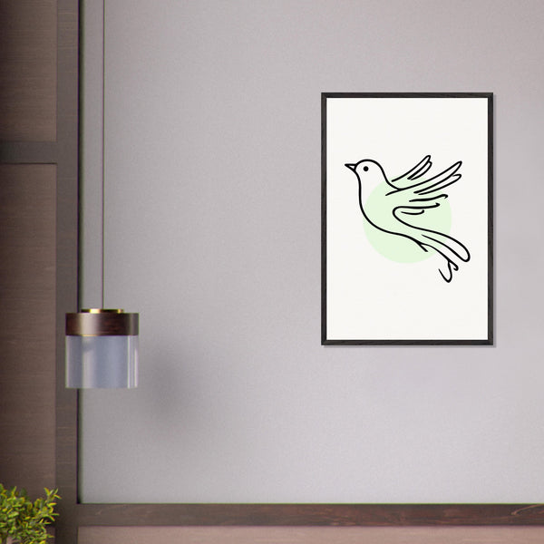 Grace in Flight - Bird Line Art Wooden Framed Poster - - Wooden Framed Posters