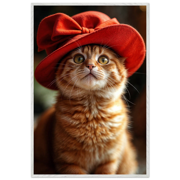 Purr-fectly Chic - Cat in a Red Hat - - Framed Posters