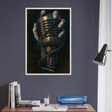 Retro Mic Hand Print – Musician Wooden Frame Gift - - Wooden Framed Posters