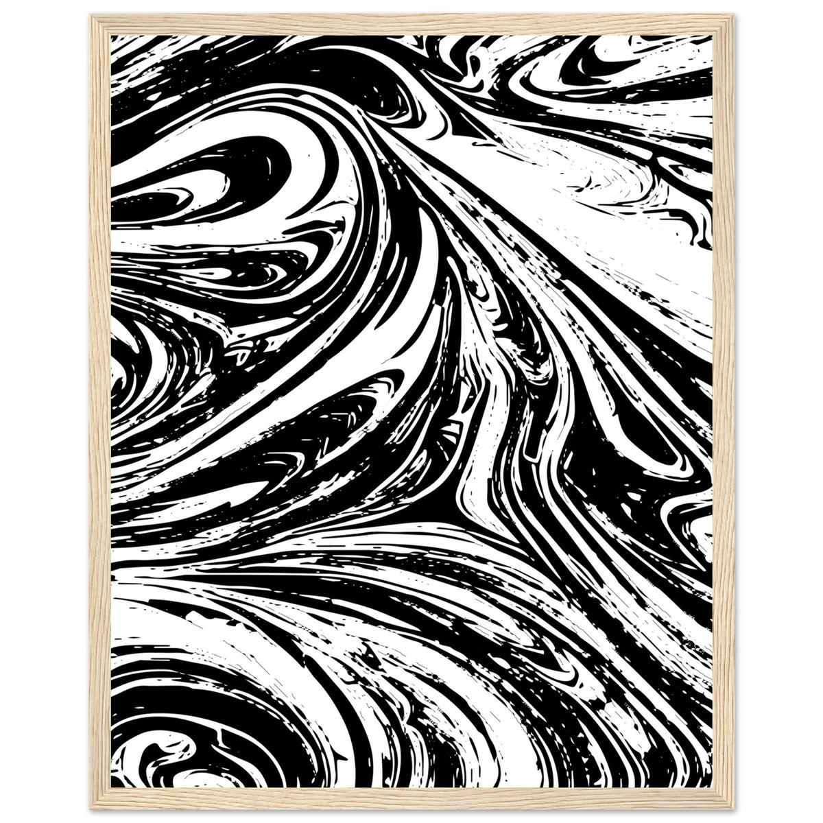 Black & White Swirl - Premium Matte Framed Poster - 40x50 cm 16x20″ Wood frame - Metal Framed Posters