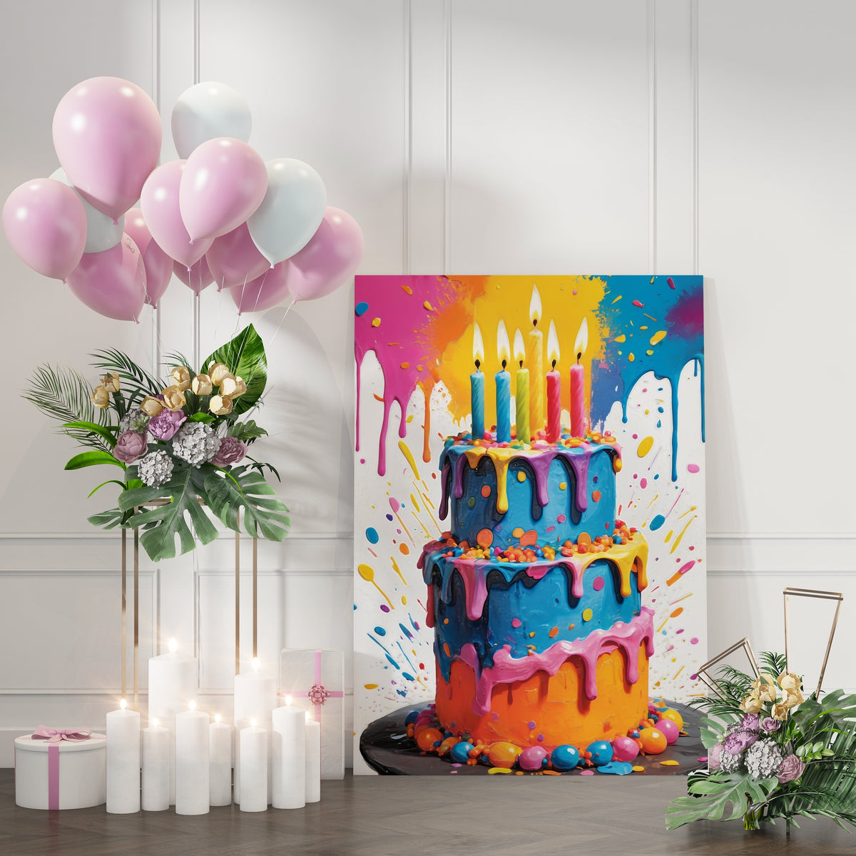 Color Explosion - Birthday Bliss - - Framed Posters