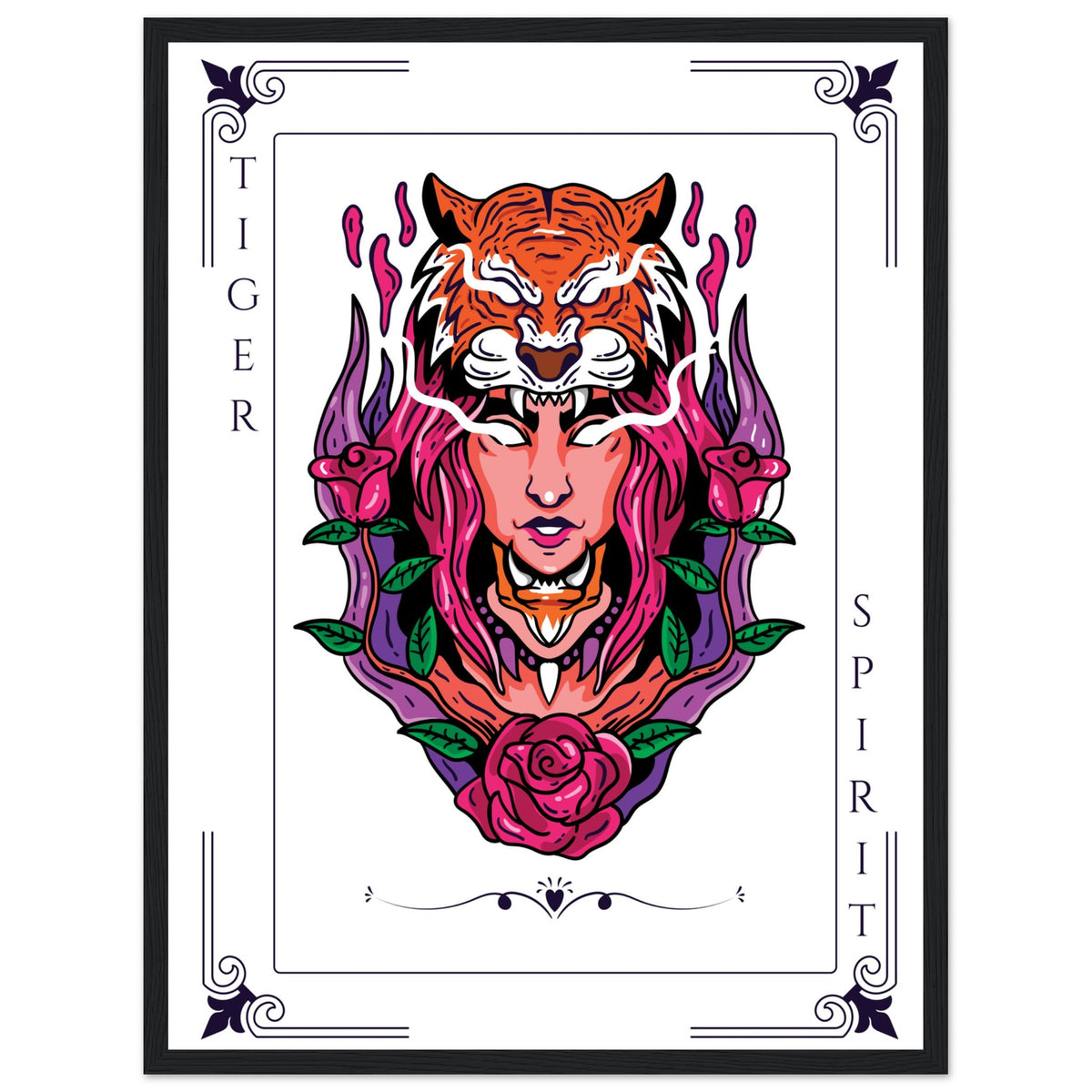 Artistry Unleashed - Warrior, Sacred Bull, and Tiger Spirit - - Wooden Framed Posters