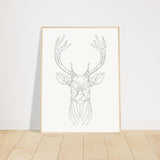 Nature's Grace - Deer Illustration - 60x80 cm 24x32″ Wood frame - Wooden Framed Posters