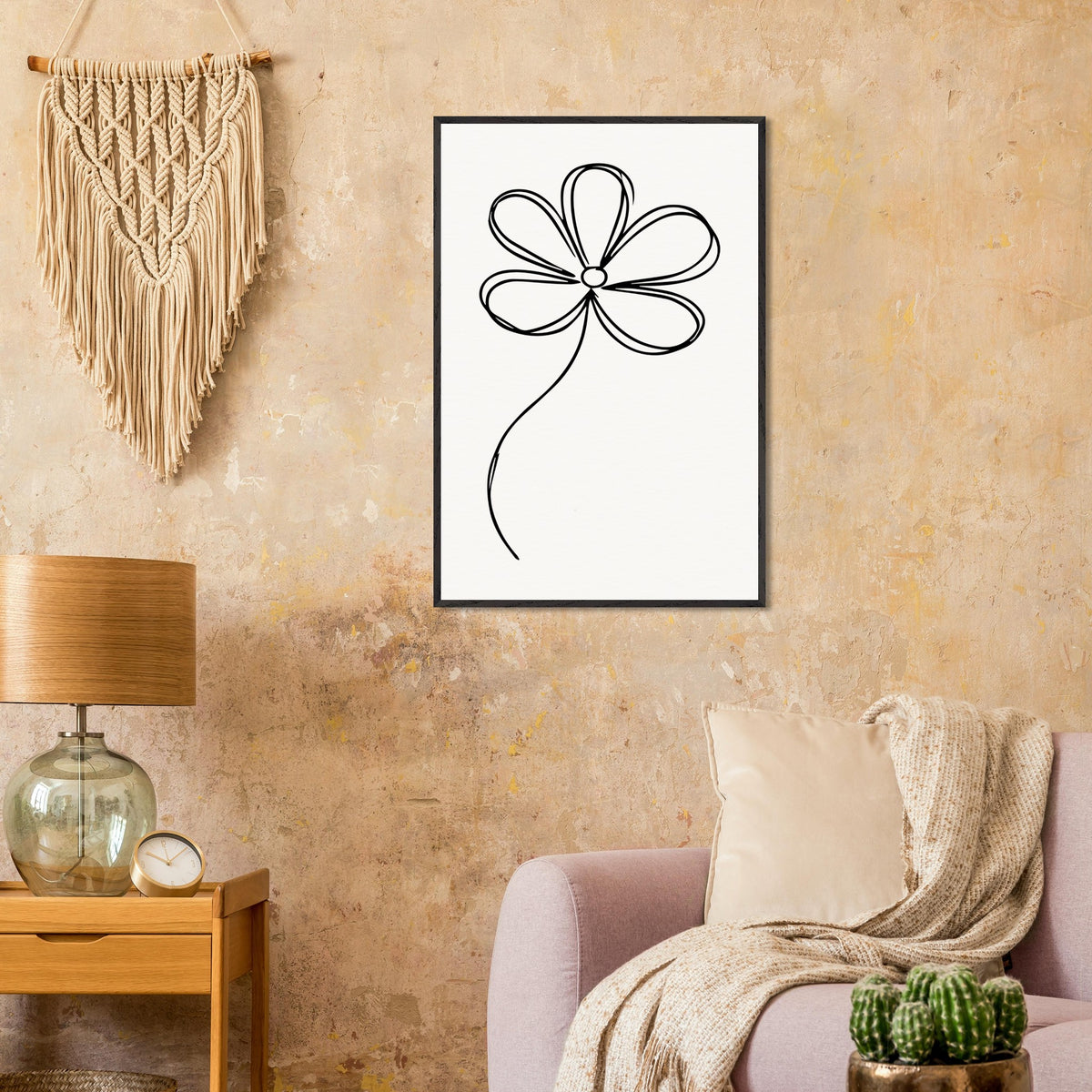 Simplicity in Bloom - Vintage-Inspired Floral Art - - Wooden Framed Posters