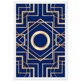 Art Deco Elegance - Blue & Gold Geometric Framed Print - 30x45 cm 12x18″ White frame - Wooden Framed Posters