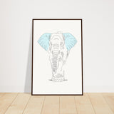 Sublime Serenity - Elephant in Pastel - 60x90 cm 24x36″ Dark wood frame - Wooden Framed Posters