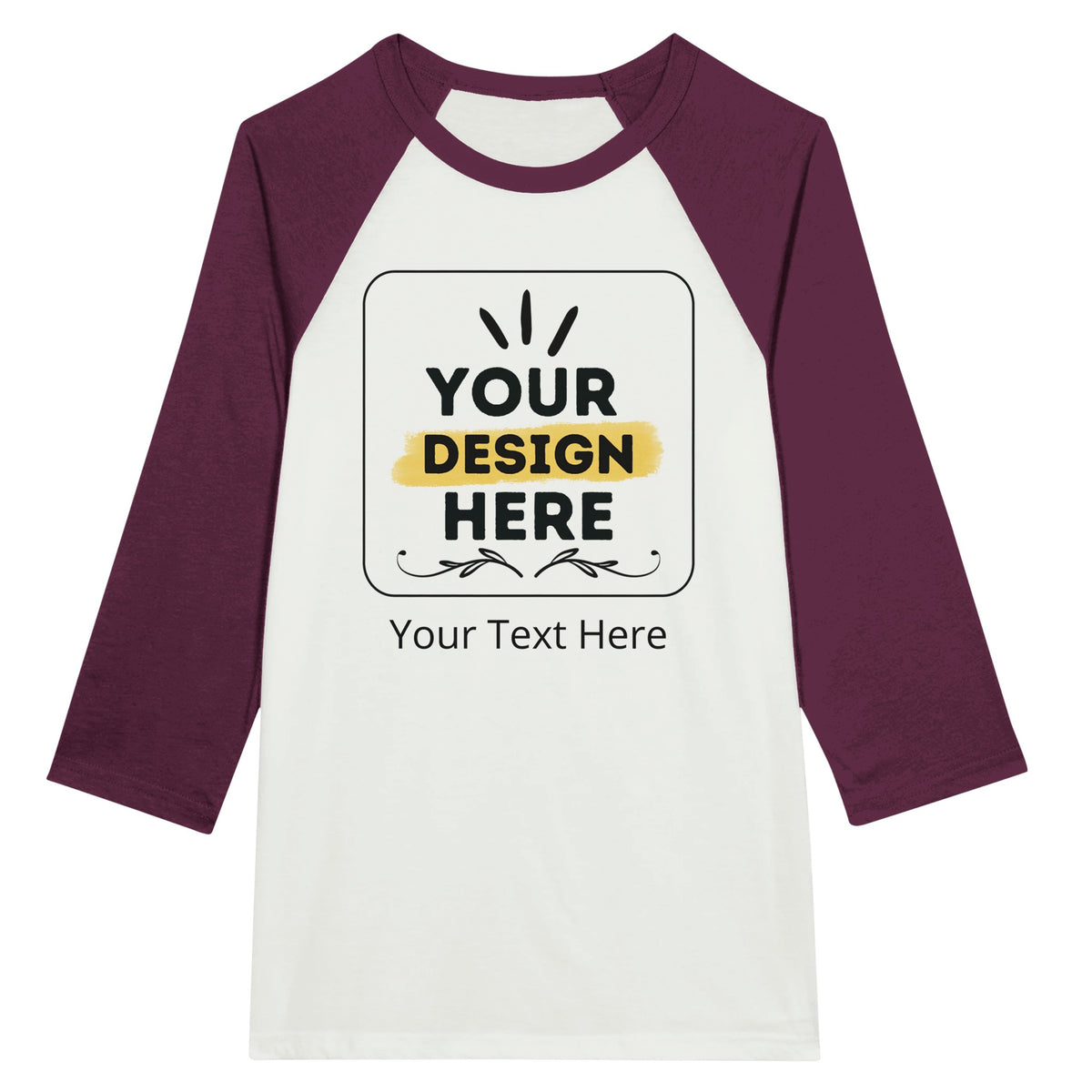 Stand Out in Style - Unisex 3/4 Sleeve Raglan Shirt - White and Maroon - Unisex T-Shirts