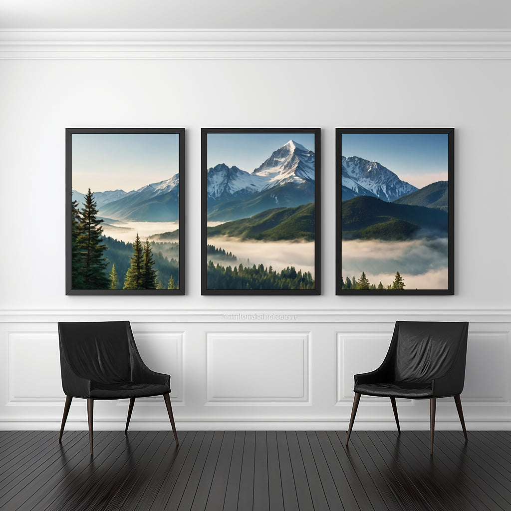 Serenity in the Highlands - Mountain Set - 12x18 - Framed Posters