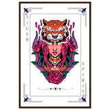 Artistry Unleashed - Warrior, Sacred Bull, and Tiger Spirit - 60x90 cm 24x36″ Dark wood frame Tiger Spirit - Wooden Framed Posters