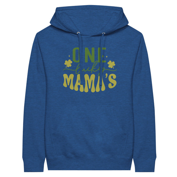 One Lucky Mama - Floral Embrace Premium Unisex Pullover Hoodie - Heather Royal - Print Material