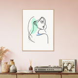 Elegance in Line - Minimalist Female Profile Art - 60x80 cm 24x32″ Wood frame - Wooden Framed Posters