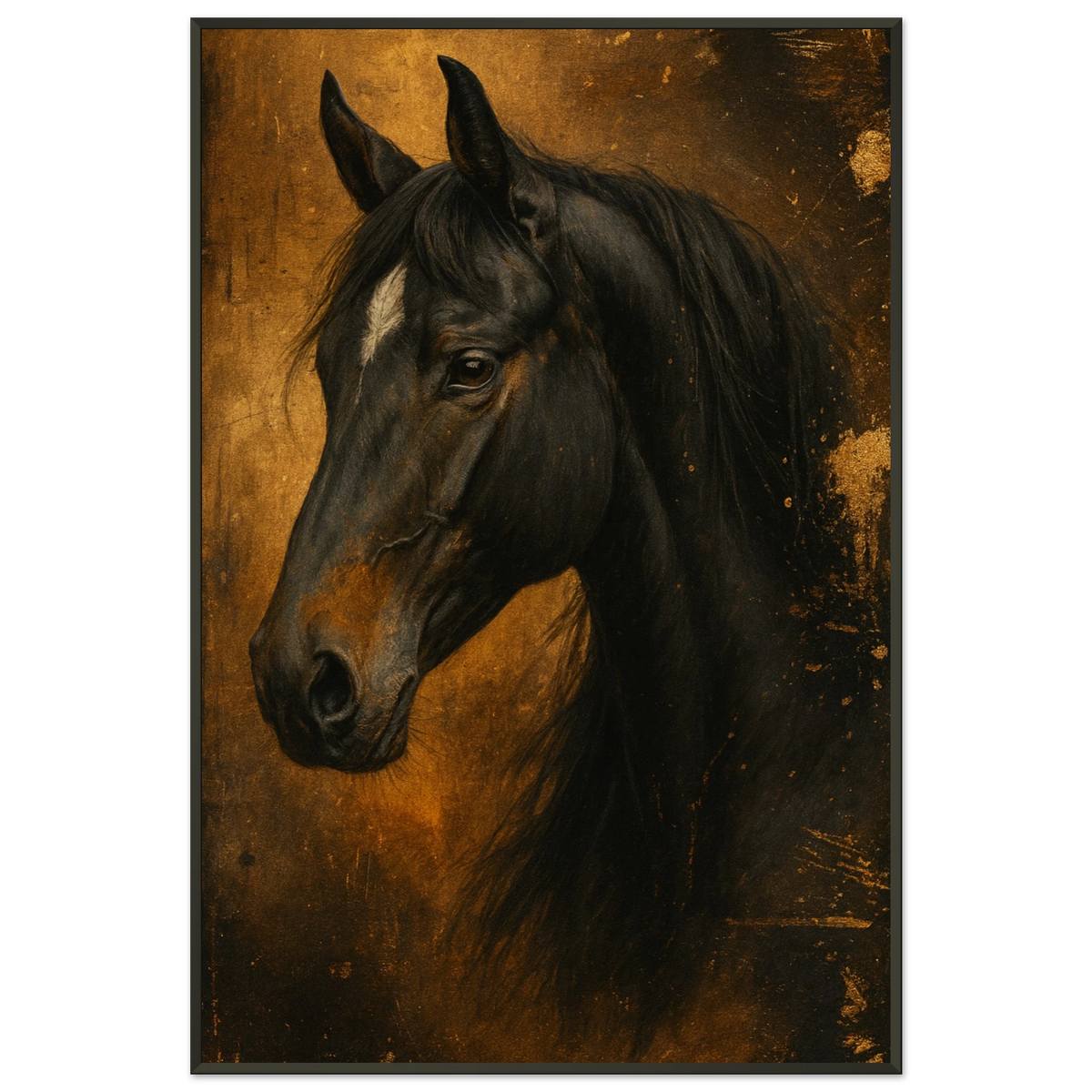 Majestic Horse Portrait – Premium Metal Framed Poster Gift - - Metal Framed Posters
