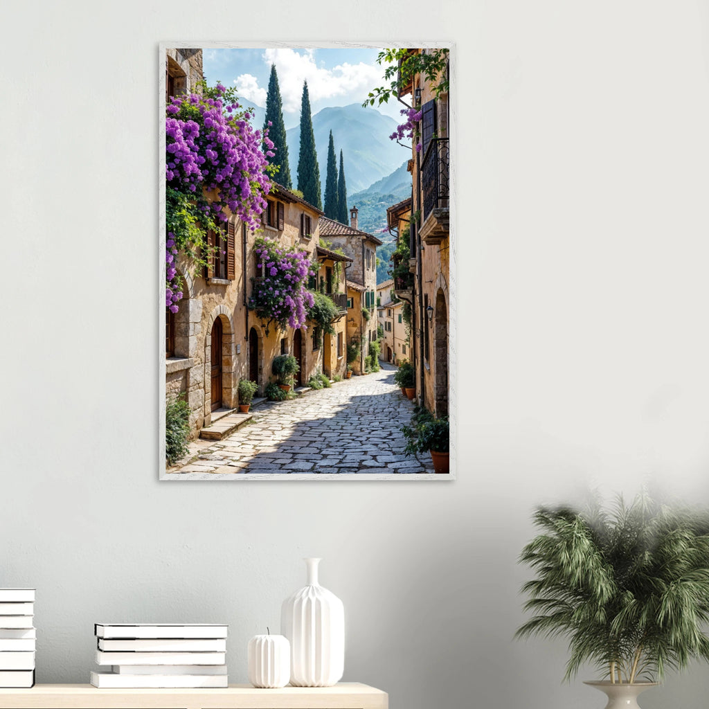 Gift a Window to Italy – Tuscan Bloom Wooden Poster - White frame - Wooden Framed Posters